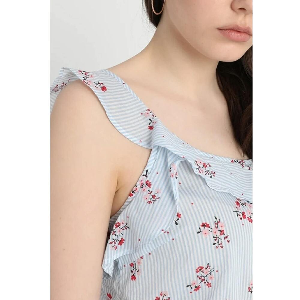 Vero Moda Ruffle Tank, Striped/Floral, Medium - Picture 10 of 10